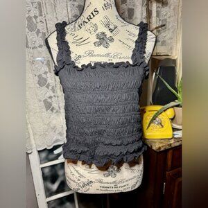 Old Navy Black Ruffled Smocked Crop Top